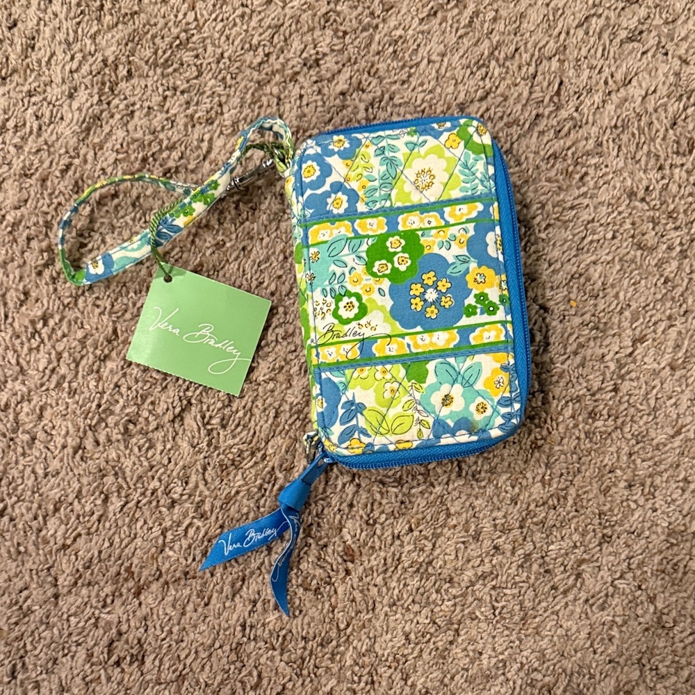 Vera Bradley Blue and Green Floral Carry It All Wristlet